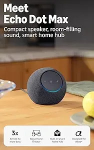 Amazon Echo Dot Max (Newest Model), Alexa Speaker With Room-Filling Sound And Nearly 3x Bass, Great For Living Rooms And Medium-Sized Spaces, Designed For Alexa+, Graphite
