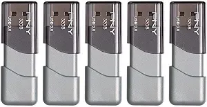 Pny 32gb Turbo Attaché 3 Usb 3.0 Flash Drive 5-Pack​