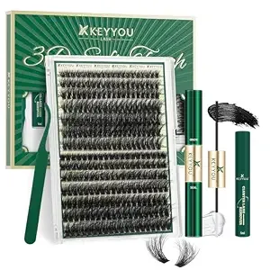 Keyyou Lash Clusters Kit 80d100d 280pcs D Curl 10-18mix