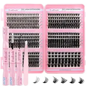 Eyelash Clusters Diy Lash Extension Kit Diy Natural And Fluffy Lash Clusters Kit D Curl Volume Individual Eyelashes With Lash Bond And Seal, And Lashes Tweezers For Beginners At Home By Fadlash