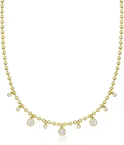 Ross-Simons 14kt Yellow Gold-Plated Bead Necklace With 2.00 Ct. T.W. Czs. 18 Inches