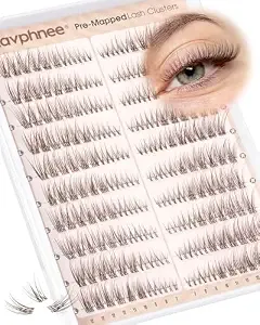 Brown Lash Clusters Natural Cat Eye Eyelash Extensions, 7-12mm Pre-Mapped Wispy Individual Lashes For Easy Application, C-Curly Clear Band, For Natural Lifted Look