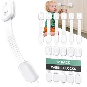 Infinno Cabinet Locks For Baby Proofing, Child Safety Latches, 12 Pack