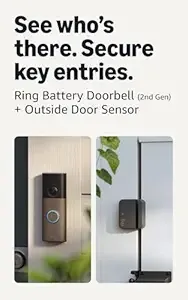 Ring Battery Doorbell (Newest Model), Matte Mocha With Outside Door Sensor, (Newest Model)