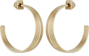 Vince Camuto Stacked Open C Hoop Earrings, Goldtone