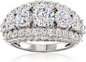 Ross-Simons 3.10 Ct. T.W. Cz 3-Row Ring In Sterling Silver