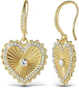 Jessica Simpson Womens Heart Earrings - Gold-Tone