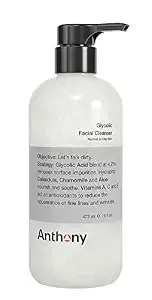 Anthony Glycolic Facial Cleanser For Men, Daily Exfoliating & Hydrating Face Wash, Shave Prep, Non-Foaming, Deep Cleansing, Gentle On Sensitive Skin, Removes Dirt & Oil, Smooths Texture, 16 Fl Oz