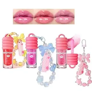 3 Colors Shimmer Keychain Color Changing Lip Gloss Set