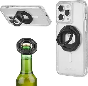 Pelican 3-In-1 Magnetic Phone Grip With Phone Stand & Bottle Opener - Black