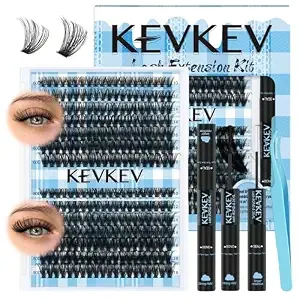 Kevkev Lash Extension Kit 280pcs Lash Clusters 60d+80d Eyelash Clusters Kit Individual Lashes With Lash Bond And Seal Lash Tweezers For Diy Lashes (10-18mm)