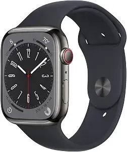 Apple Watch Series 8 (Gps+Cellular, 45mm) - Graphite Stainless Steel Case With Midnight Sport Band, M/L (Renewed)