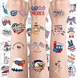 4th Of July Outfits - 150 Pcs Usa Flag Patriotic Tattoos For Fourth Of July Accessories - 4th Of July Outfits For Women,Red White Blue Party Decorations Favors Supplies