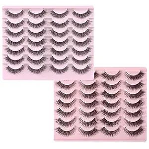 Farred Natural Lashes f1 14 Pairs & f13 14 Pairs Short Eyelashes Wispy False Mink Lash Pack 14 Pair Natural Look Fluffy Cat Eye Strip Eyelash Small Fake Lashes