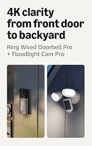 Ring Wired Doorbell Pro (Newest Model), Deep Silver With Floodlight Cam Pro (Newest Model), White