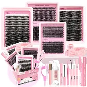 Yiduo 994pcs Lash Clusters Kit Gift Packs 60d/80d/100d Volume 3d Clusters Lashes Extensions Kit 10-20mm D Curly Wispy Soft Diy Individual Eyelash Extension Kit 4 Box PestañAs Postizas Bulk Pack