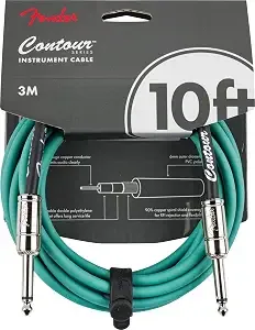 Fender Contour Instrument Cable, Guitar Cable, Guitar Accessories, Straight/Straight, Sherwood Green, 10 Ft