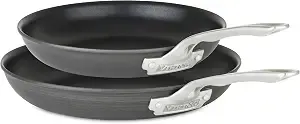 Viking Nonstick Frying Pans, 2 Piece Hard Anodized Kitchen Cookware, 10 And 12 Inch, Gray