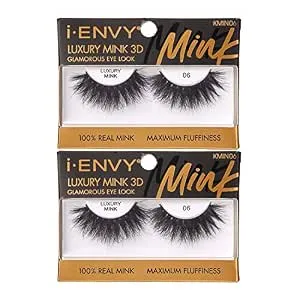 I•Envy Luxury Mink Collection 100% Real Mink (1 Pack, 6 I•Envy False Lashes Luxury Mink Collection Eyelashes 100% Real Mink Glamorous Eye Look Lashes Maximum Fluffiness 3d Multi-Curl Angle)