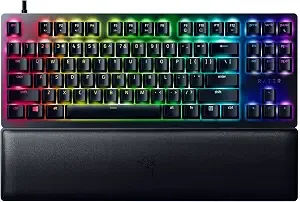 Razer Huntsman v2 Tkl Tenkeyless Gaming Keyboard: Fast Linear Optical Switches gen2 W/Sound Dampeners & 8000hz Polling Rate - Detachable Typec Cable - Doubleshot Pbt Keycaps - Ergonomic Wrist Rest