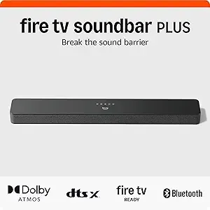 Amazon Fire Tv Soundbar Plus (Newest Model) With Built-In Subwoofer, 3.1 Channel, Dolby Atmos, Clear Dialogue