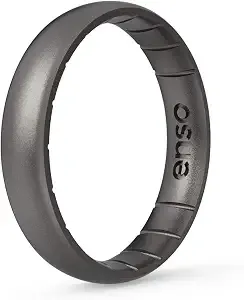 Enso Rings Thin Elements Silicone Ring Infused With Precious Elements – Stackable Wedding Engagement Band – 4.3mm Wide, 1.75mm Thick