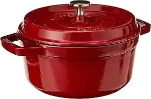 Staub Cast Iron Round Cocotte, Dutch Oven, 2.75-Quart, Serves 2-3, Made In France, Cherry