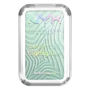 Nyx Professional Makeup Buttermelt Highlighter, Powder Highlighter Makeup, With Up To 12h Wear And High Impact Glow - 20 Butta Mint (Minty Green)