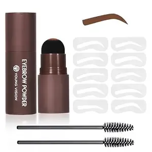 Young Vision Eyebrow Stamp Kit With 10 Eyebrow Stencils And 2 Brushes, 02