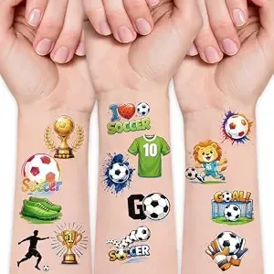 Soccer Ball Temporary Tattoos-117 Pcs Football Match Trophy Sports Events Fake Tattoos,World Cup Soccer Party Favors,School Trade Days Summer Camp Game Team Celebration