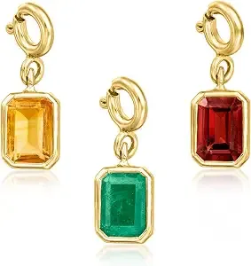 Ross-Simons November/Citrine - Emerald-Cut Birthstone Charm In 18kt Gold Over Sterling