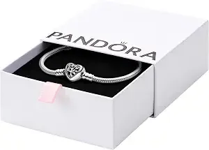 Pandora Moments Family Tree Heart Clasp Snake Chain Bracelet
