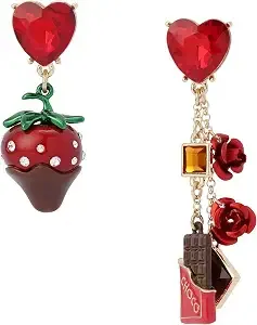 Betsey Johnson Jewelry Women'S Love Spell Chocolate Strawberry Mismatch Earrings