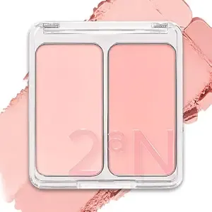 2an Dual Color Face Blusher, 0.16oz X 2, Buildable & Blendable Cheek Color, Powder Blush, Korean Beauty (02 Love, Rosy, 1.5 Oz)