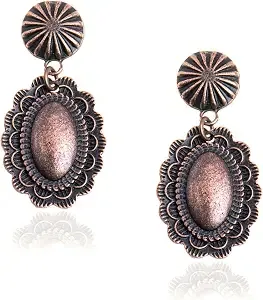 Montana West Rustic Couture'S Western Concho Dangle Drop Earrings For Women