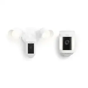 Ring Floodlight Cam Plus With Ring Spotlight Cam Plus, Battery White