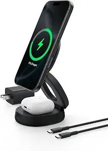 Belkin qi2 15w Wireless Fast Charging Station, 2 In 1 Iphone Charger