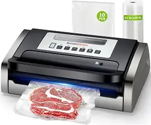 Bonsenkitchen Vacuum Sealer With Easy Handle Design,1 Bag Roll & 10 Bags