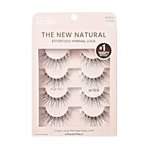 Kiss The New Natural, False Eyelashes, 'High Bun', 12mm, Includes 4 Pairs Of Lashes, Easy To Apply, Reusable Lash Clusters