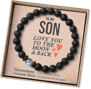 Themerol Handmade Gifts For Boys/Men-Love/Strength-Natural Gemstone Bracelet For Son Grandson Dad Boyfriend Husband Brother Nephew Uncle