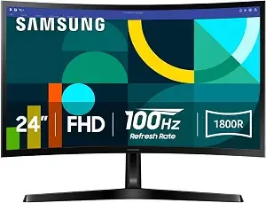 Samsung 24" Essential s3 (s36gd) Series Fhd 1800r Curved Computer Monitor