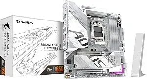 Gigabyte b850m Aorus Elite wifi6e Ice Amd am5 Matx Motherboard, Support Amd Ryzen 9000/8000/7000 Series, ddr5, 12+2+2 Power Phase, 2x M.2, Pcie 5.0, Usb-C, wifi6e, 2.5gbe, Ez-Latch, 5-Year Warranty