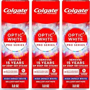 Colgate Optic White Pro Series High Impact White Toothpaste, 3 Pack, 3.0 Oz