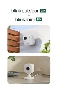 Blink Outdoor 2k+ And Mini 2k+ (Newest Model) — Wireless And Plug-In 2k Resolution Smart Security Cameras, Sync Module Core Included — 2 Cameras (White)