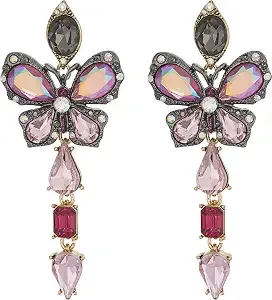 Betsey Johnson Butterfly Mismatch Linear Earrings