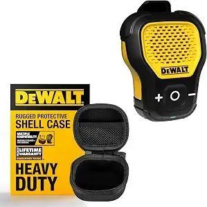 Dewalt Wearable Bluetooth Speaker, Water-Resistant, Clip-On, Case Bundle