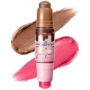 Ucanbe Blush & Bronzer Stick, 2-In-1 Multiuse Cream Makeup Stick, Dual-Ended Blush & Contour Stick, Buildable Blendable Cream Formula, Natural Glow Finish, Travel-Friendly (04 Blooming Rose)