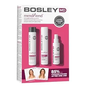 Bosleymd Mendxtend Hair Strengthening System Kit – Shampoo, Conditioner & Leave-In Treatment With Biotin, Dht Blockers & Tri-Bond Technology – Anti-Breakage, Thickening & Hair Growth Support