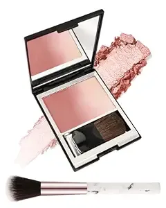 Blush Powder For Cheeks,Gradual Shimmer Pink Blusher Palette With Brush,Lightweight Buildable Color Blush Hightlighter Powder,Longlasting Waterproof Facial Makeup,Women'S Day Gift For Women Girl-02#