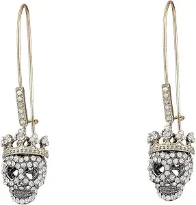 Betsey Johnson Pave Skull Dangle Earrings